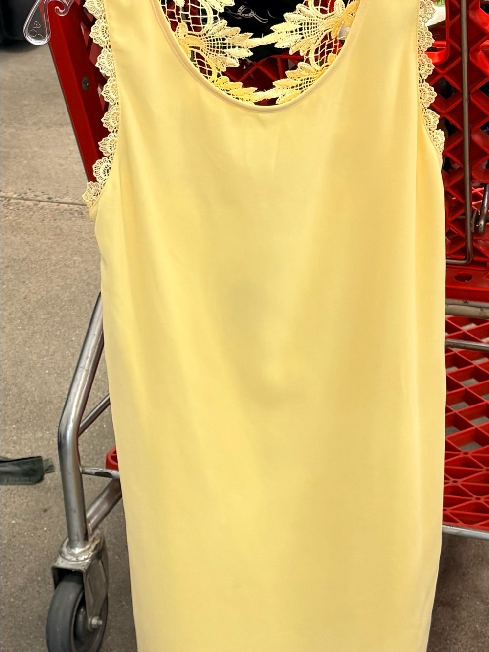 Ya Los Angeles Pale Yellow Lace-Back Shift Dress Size Small